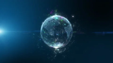 Digital grid and polygonal triangle over the planet earth. Stock Footage 146311115