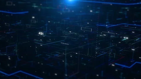 Digital Grid Architecture in 3D Perspective data processing 4K motion Stock-Footage 329830376