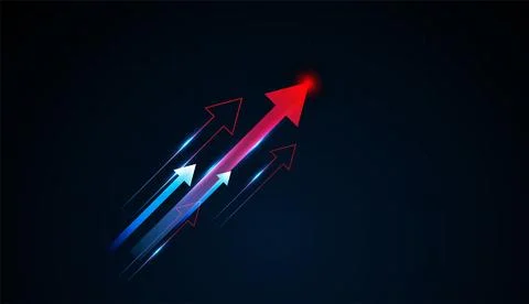 Digital grid backdrop enhances the arrows, emphasizing technology innovatio.. Stock Illustration