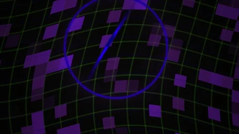 Digital Grid Background with Blue Circle and Purple Squares in Futuristic M.. Stock Footage 343693910