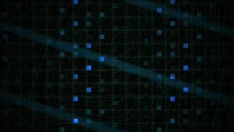 Digital Grid Background with Glowing Blue Squares Showing Dynamic Data Visu.. Stock Footage 343693952