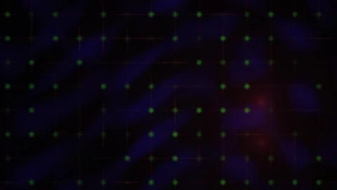 Digital Grid Background with Glowing Green Dots and Pulsing Red Light Effects Stock Footage 343693887