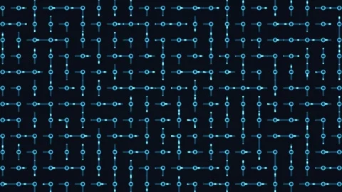Digital grid with blue lines and shapes on dark background Stock Footage 338281024