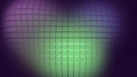 Digital grid of cubes creates a glowing green surface pattern with abstract Stock Illustration