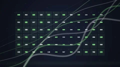Digital Grid Data Analysis with Flowing Lines, Futuristic Technology Concept Stock Footage 348792020