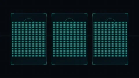 Digital Grid Data Display - Futuristic UI Elements and Information Flow Stock Footage 347561050