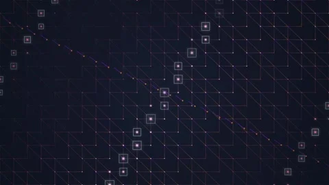 Digital Grid Data Flow Abstract Background with Glowing Squares and Lines Stock Footage 348423452