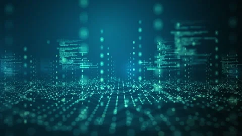 Digital grid with data nodes, lines, and binary code, Technology blockchain. Stock Footage 308050101