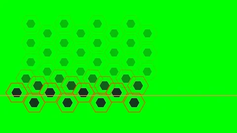A digital grid displaying an array of hexagonal shapes on a green background Video stock 340903976