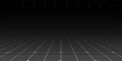 Digital grid flor.Futuristic perspective wireframe with grid line.Technolog.. Illustrazione stock