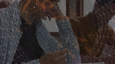 Digital grid forming opening viewport revealing student studying for test in Stock Footage 313148189