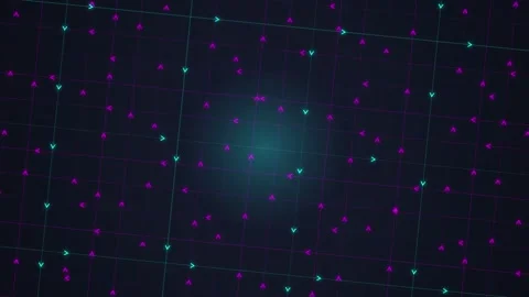 Digital Grid with Glowing Blue Arrows Forming Abstract Network Connection Stock-Footage 348423112