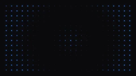 A digital grid of glowing blue dots arranged on a deep black background 库存影片 336262452