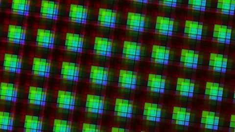 Digital Grid of Glowing Green Dot Matrix with Chromatic Aberration Stock Footage 329893657