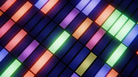 Digital grid of glowing led pixels forming a colorful textured background 스톡 사진