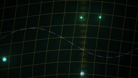 Digital grid with green lights and lines on black background. Stock Footage 335512008