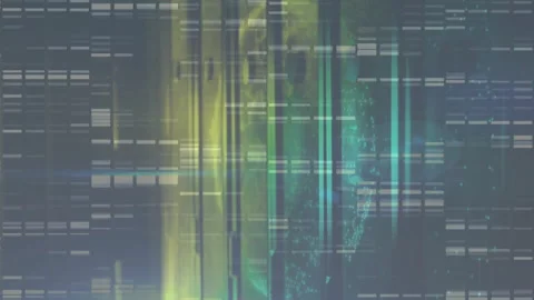 Digital grid initializing neon bars glitching as glowing sphere emerging 動画素材 311140815