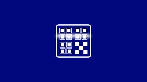 Digital grid interface icon with multiple squares and horizontal scanning l.. Illustrazione stock