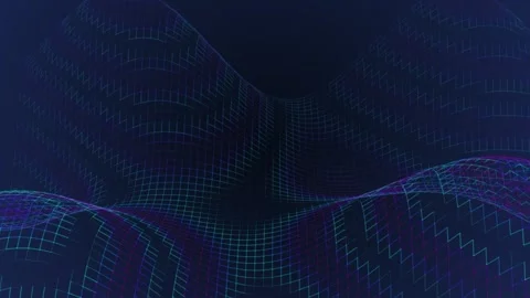 Digital grid landscape in abstract wave form, futuristic technology concept Stock Footage 340452310