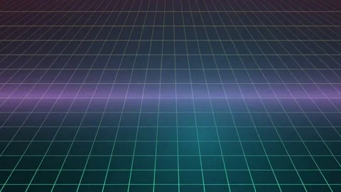 Digital Grid Landscape with Neon Lines in Perspective Abstract Stage Stock Footage 328298667