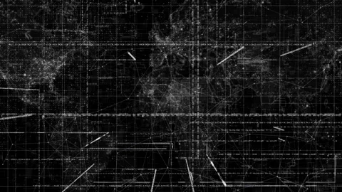 Digital Grid Matrix with Abstract Network Lines and Points in Black and White Stock Footage 341922078