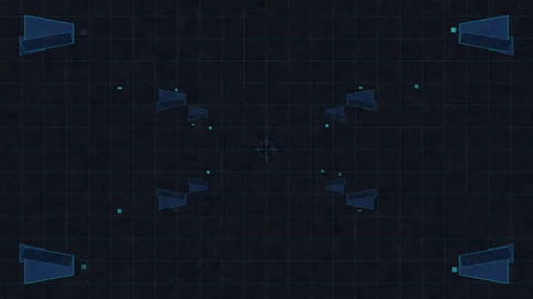 Digital grid motion graphic featuring futuristic data pulse shapes Stock Footage 347561699