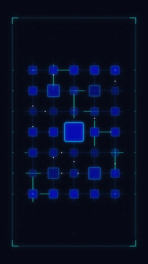 Digital grid network animation with glowing blue squares, technology data flow Stock Footage 347561638