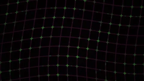 Digital Grid Network Animation with Purple Lines and Green Nodes Flowing Th.. Stock Footage 344720159