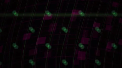 Digital Grid Network Background with Glowing Green Nodes and Purple Blocks .. 스톡 동영상 343694029