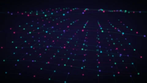 Digital grid network of glowing dots, seamless loop tech background Stock Footage 341855367