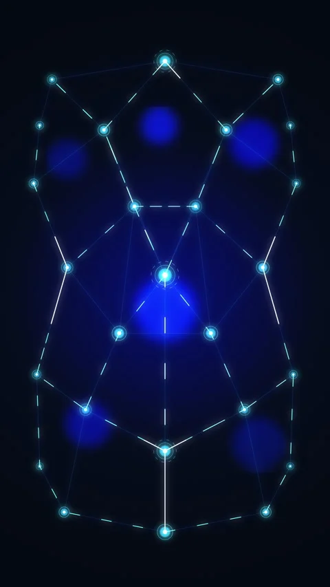 Digital grid network motion graphic with glowing nodes and blue light Stock Footage 347562136