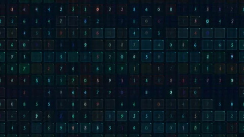 Digital Grid of Numbers in Abstract High Tech Design Stock-Footage 310628286