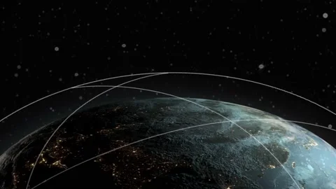 Digital grid over the surface of the night planet earth. Stock Footage 205482417