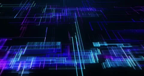 Digital grid with particles in virtual space, high speed connection, big data Stock Footage 243884315