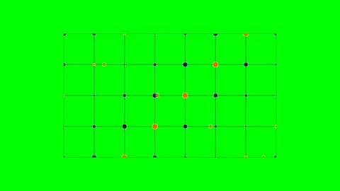 A digital grid pattern featuring dark nodes on a vibrant green background Stock Footage 340266224
