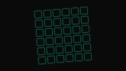 A digital grid of rounded squares glowing in bright green on a black backgrou Stock Footage 339618231