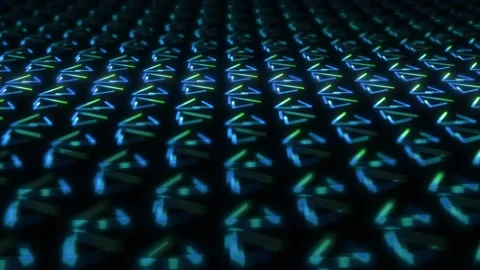 Digital grid surface with glowing blue and green light pattern animation Stock Footage 327516895