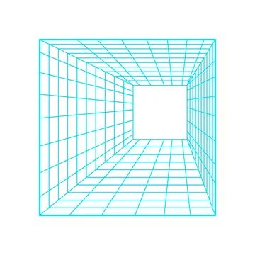 Digital grid tunnel with virtual perspective lines 스톡 일러스트