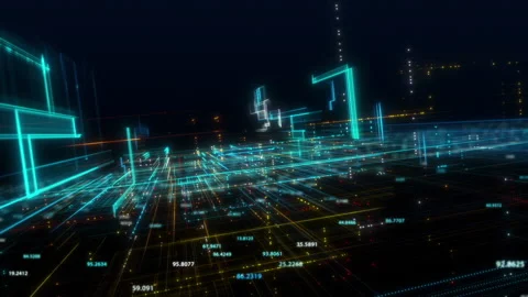 Digital Grids And Numbers Connection Stock Footage 228845244