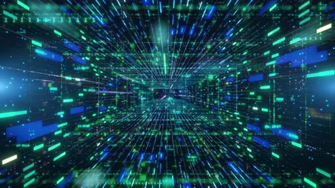 Digital Grids Tunnel Stock Footage 296391106