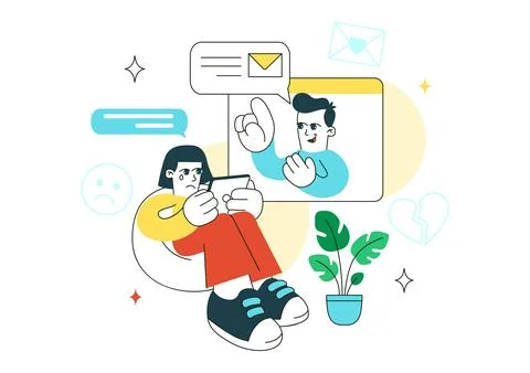 Digital Grief Support Illustration Featuring Online Counseling, Emotional W.. Stock Illustration