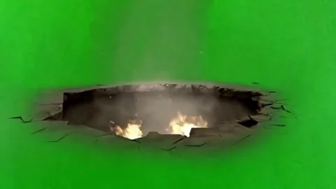 Digital Ground Explosion Animation with Green Screen Background Vidéo 328436670