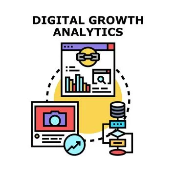 Digital growth analytics process optimizing online performance Stock Illustration
