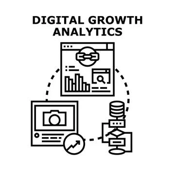 Digital growth analytics process optimizing online performance Stock Illustration