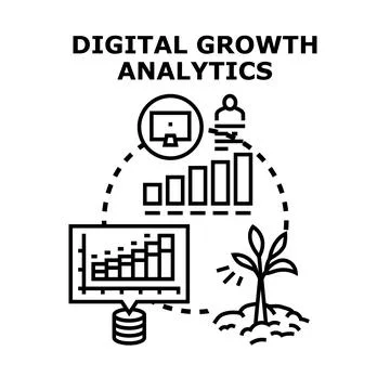 Digital growth analytics strategy developing business performance Stock Illustration