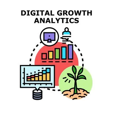 Digital growth analytics strategy developing business performance Stock Illustration
