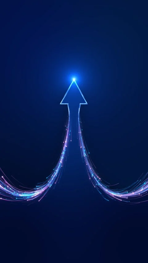 Digital Growth Arrow with Fiber Optic Data Lines Stock Footage 342623375