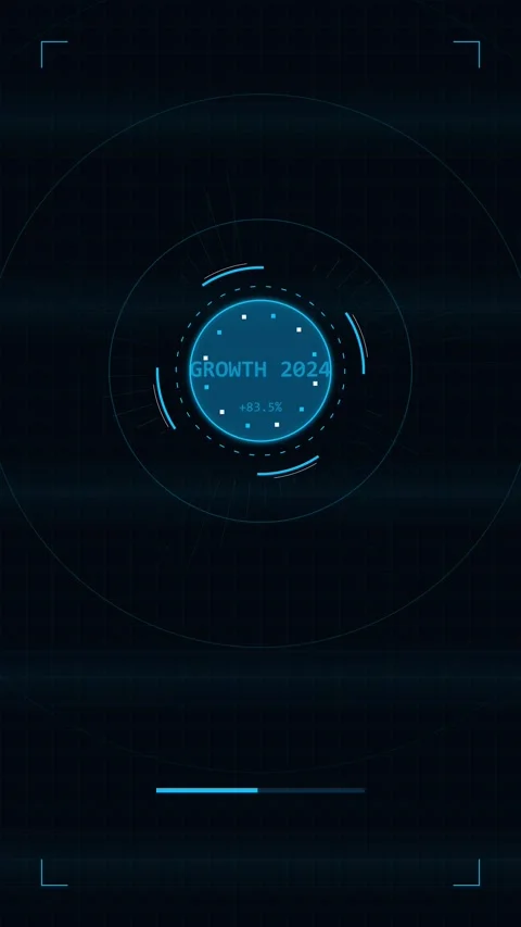Digital growth progress visualization on dark background animation Видео 344930781