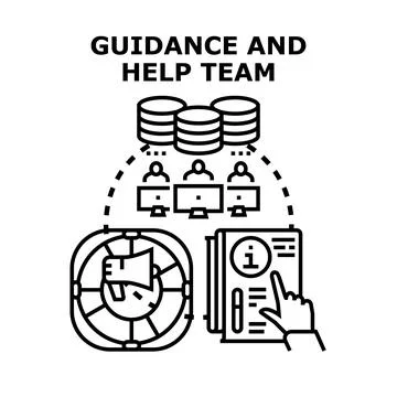 Digital guidance and help team assisting users Stock Illustration