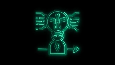 Digital hacker exploiting system security with neon glow animation in cyber.. Stock Footage 308194124